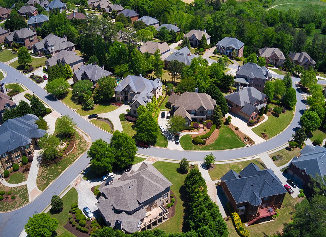 Scottdale, GA - Aerial View of Residential Homes in Ceorgia on a Sunny Day